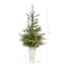 4.5ft. Pre-Lit Layered Washington Spruce Artificial Christmas Tree In White Planter, Clear LED Lights